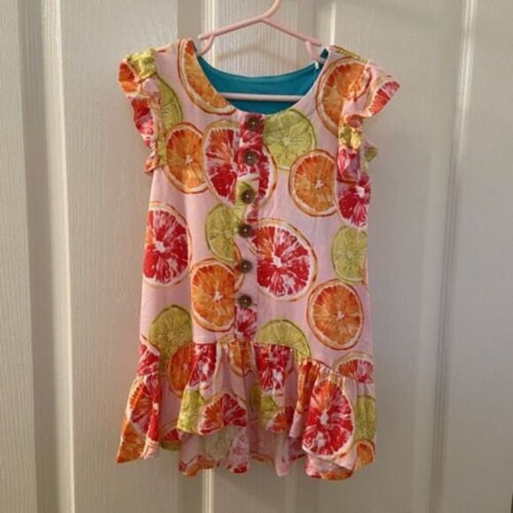 Posh Peanut Citrine Ruffled Cap Sleeve Henley Hi-Low Dress Girls Size 2T NWT - Picture 1 of 9